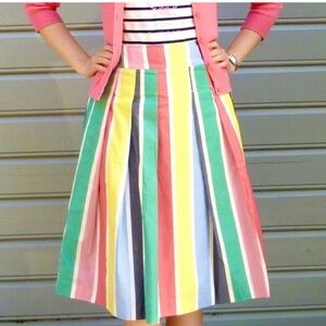 Boden Rainbow Striped A-Line Skirt